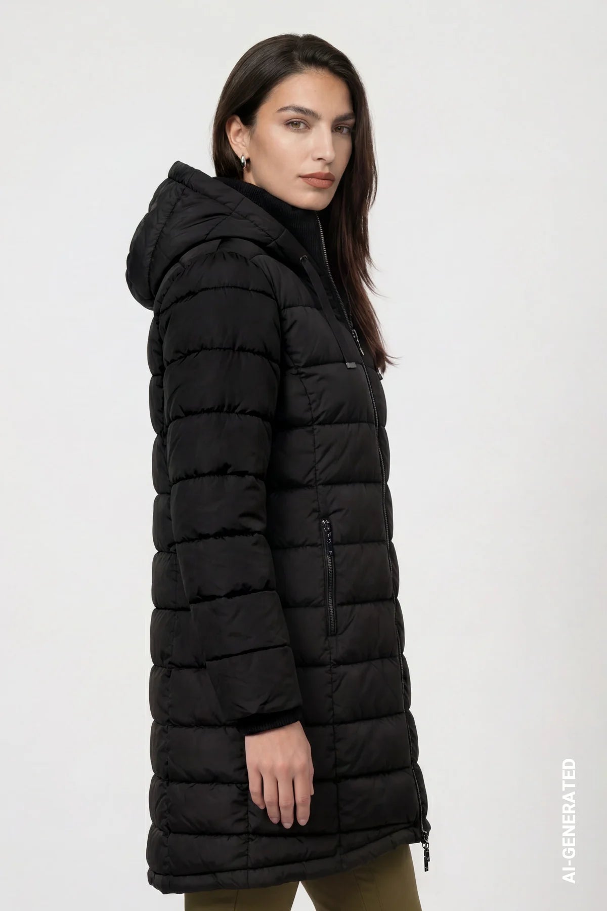 Black Quilted Coat With Lurex