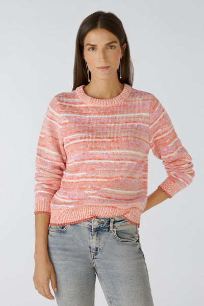 Coral ,Lilac & White Stripe Knit
