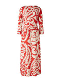 Red & Sand Print Dress