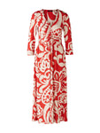 Red & Sand Print Dress