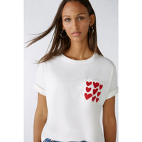 White T-Shirt With Red Hearts