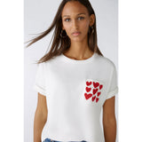 White T-Shirt With Red Hearts
