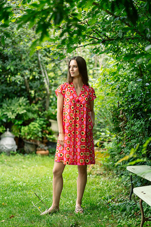 Pink And Red Pattern Dress