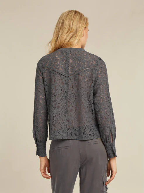 Bree Dark Grey Lace Top