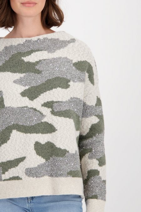 CAMOUFLAGE SWEATER WITH GLITTER