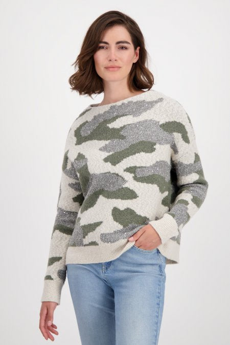 CAMOUFLAGE SWEATER WITH GLITTER