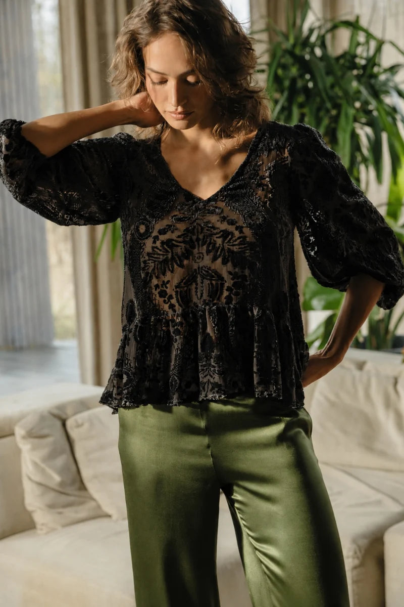 Stevie Black Velvet  Sparkle Top