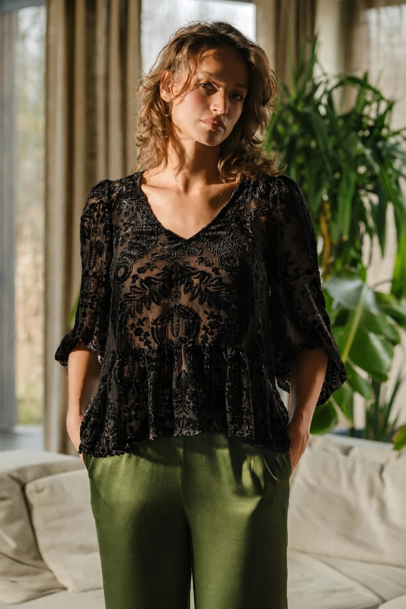 Stevie Black Velvet  Sparkle Top