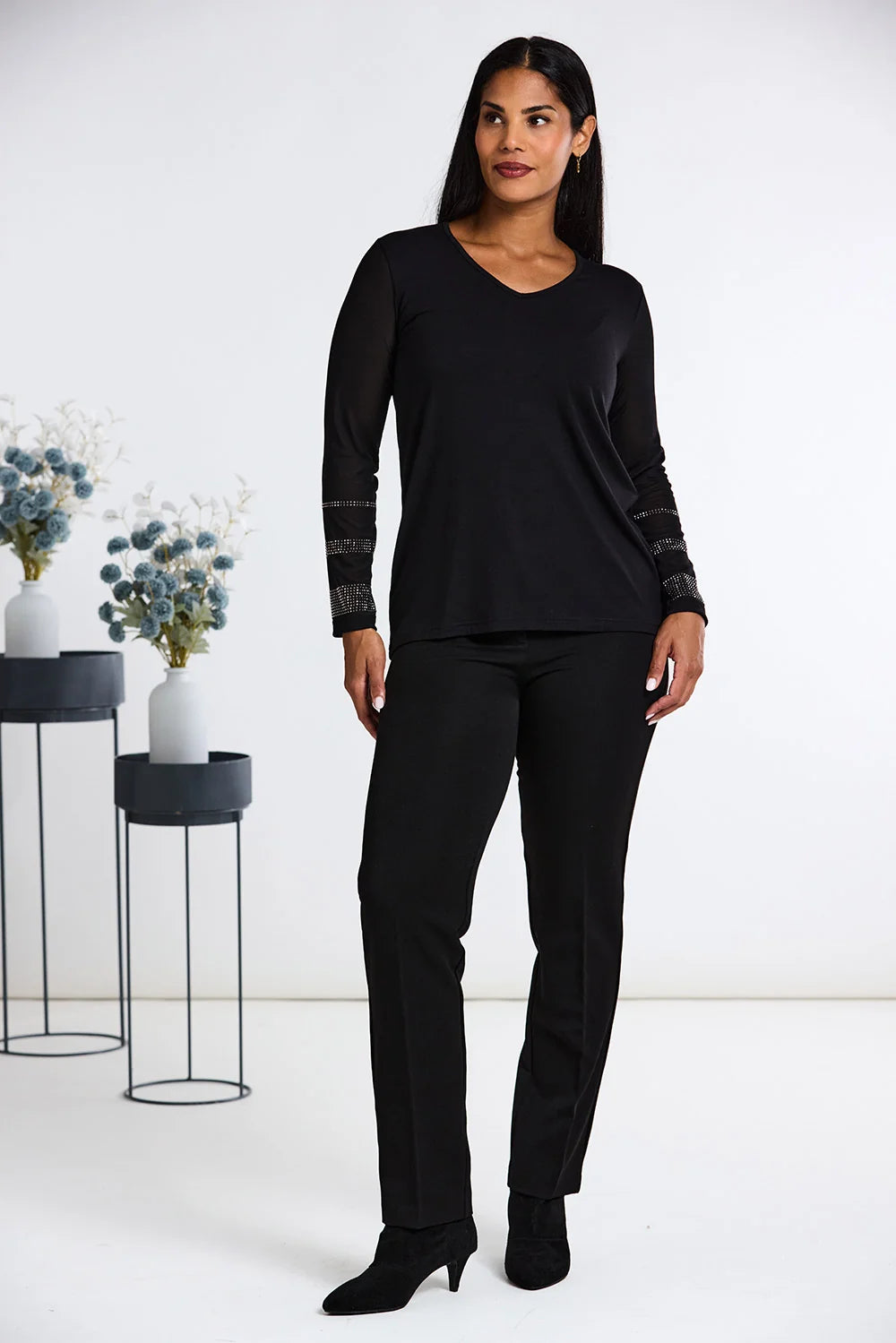 Black Diamante Mesh Sleeve Basic