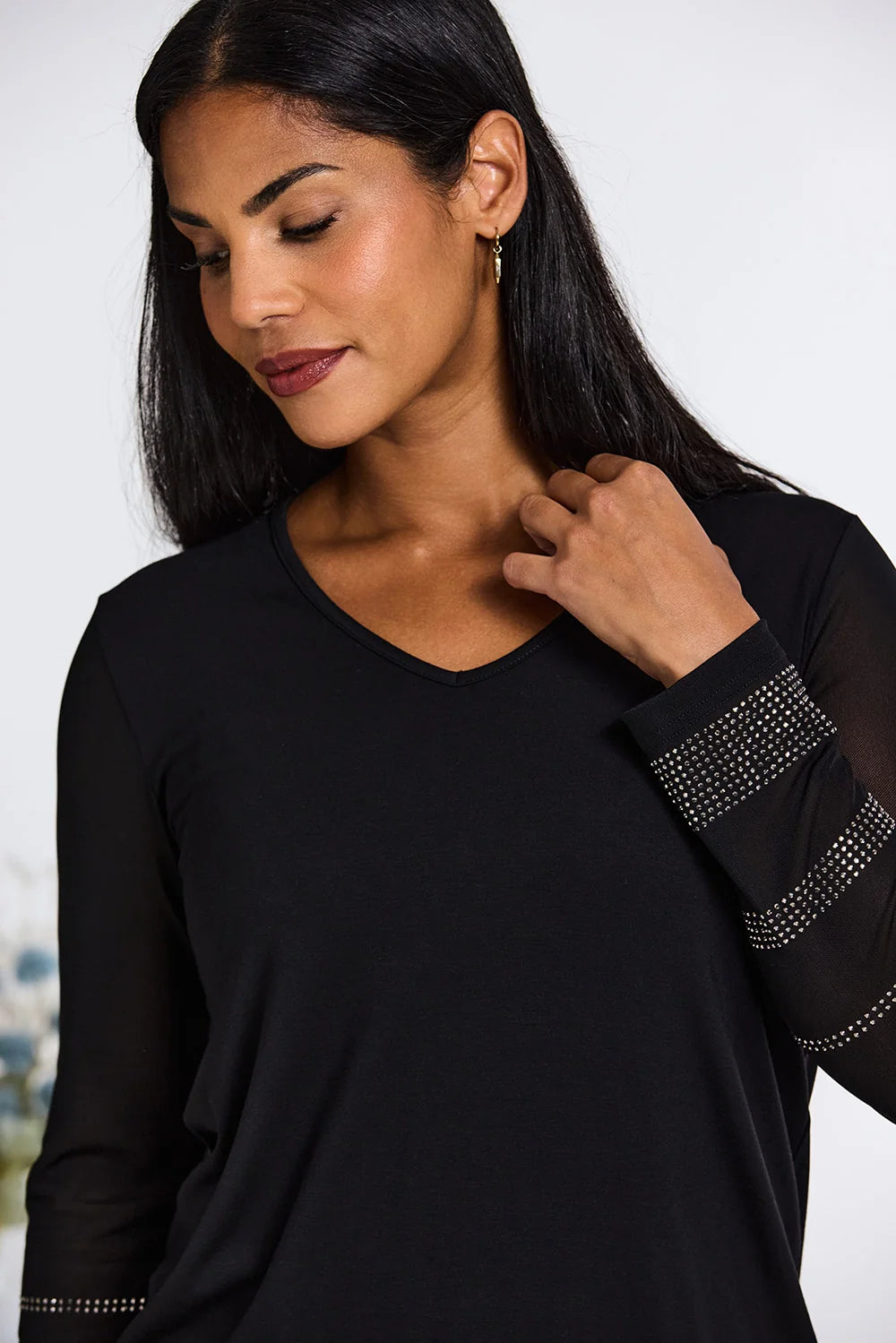 Black Diamante Mesh Sleeve Basic