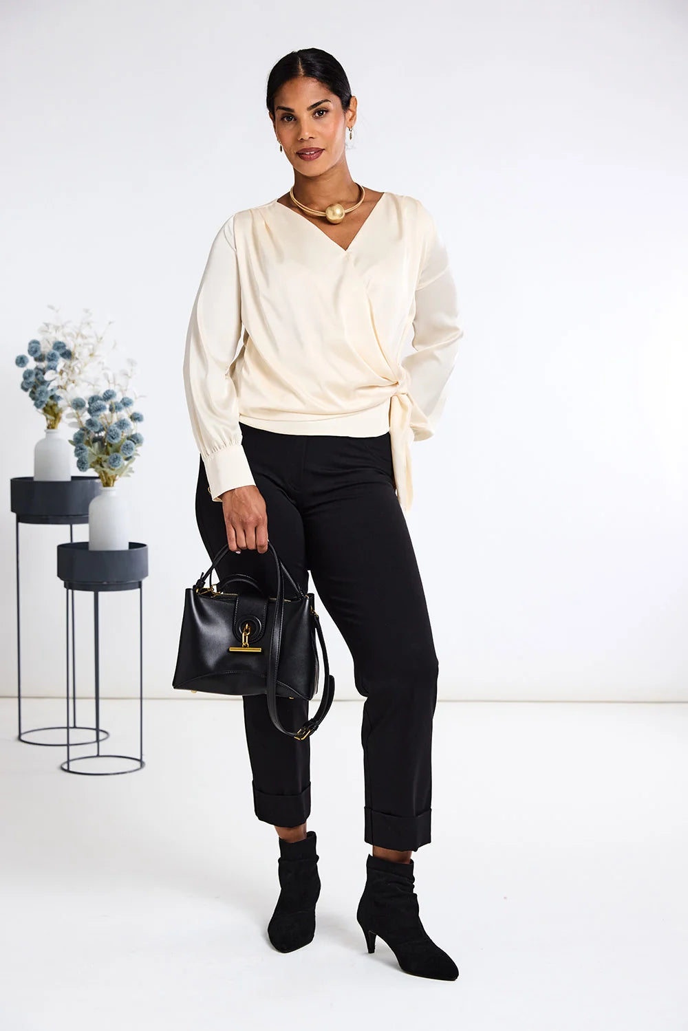 Black Turn Up Trouser