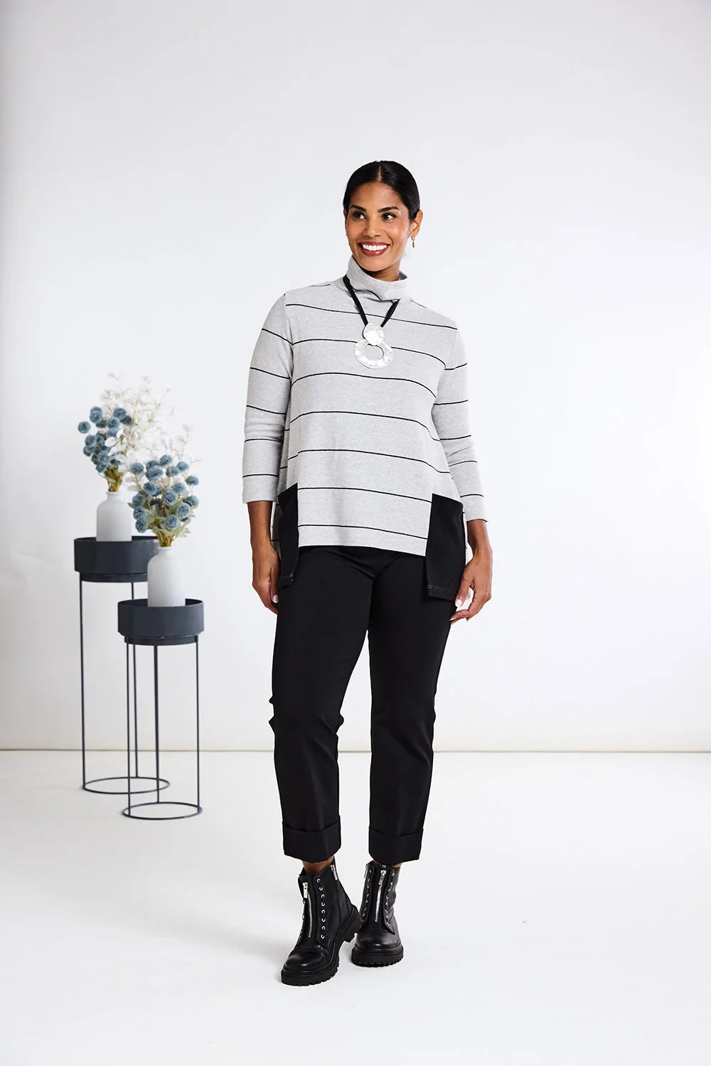 Black Turn Up Trouser