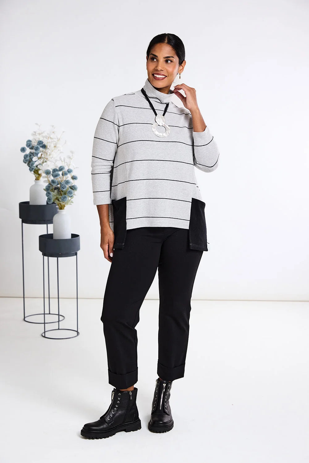 Black Turn Up Trouser