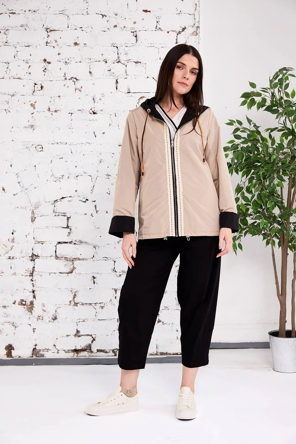 Sand And Black Reversible Coat