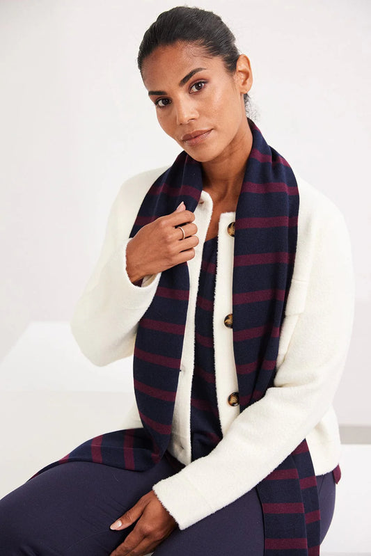 Burgundy And Navy  Stripe Scarf