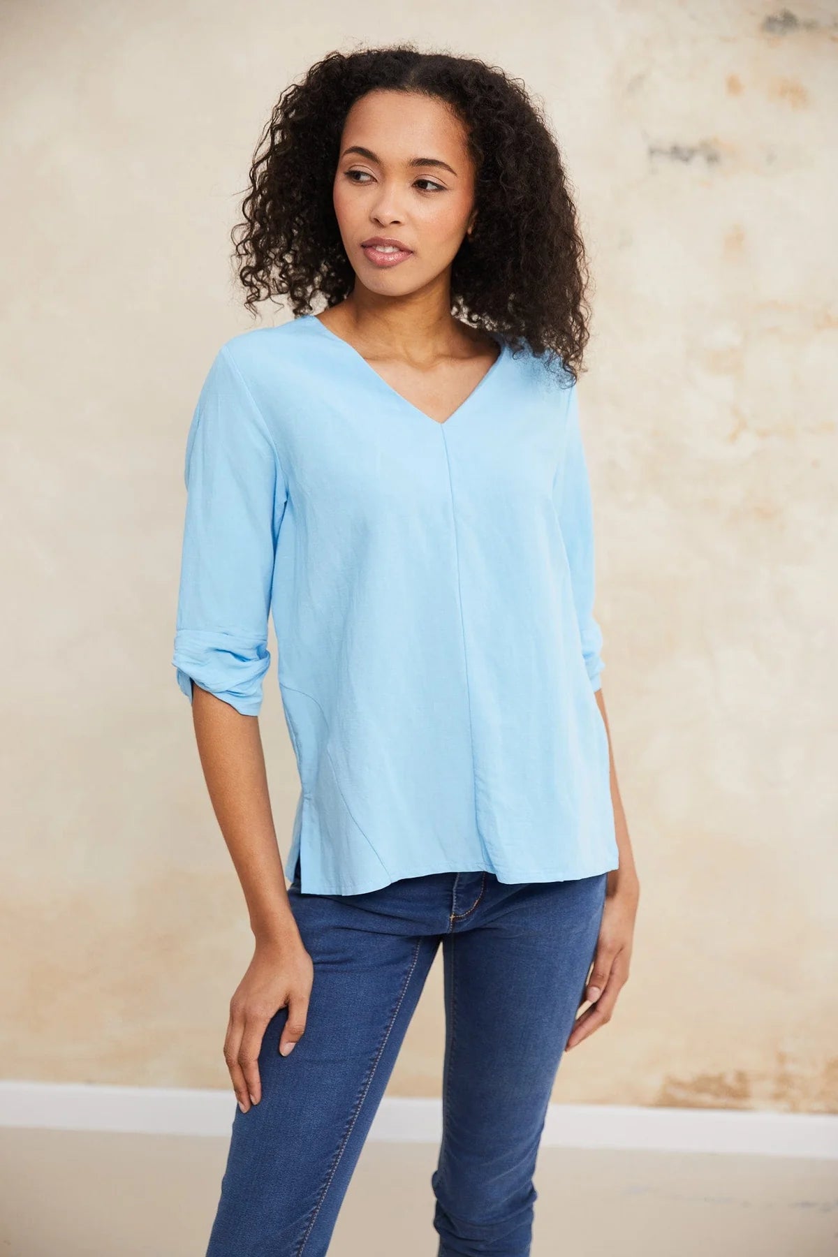 Twisted Blue Sleeve Top