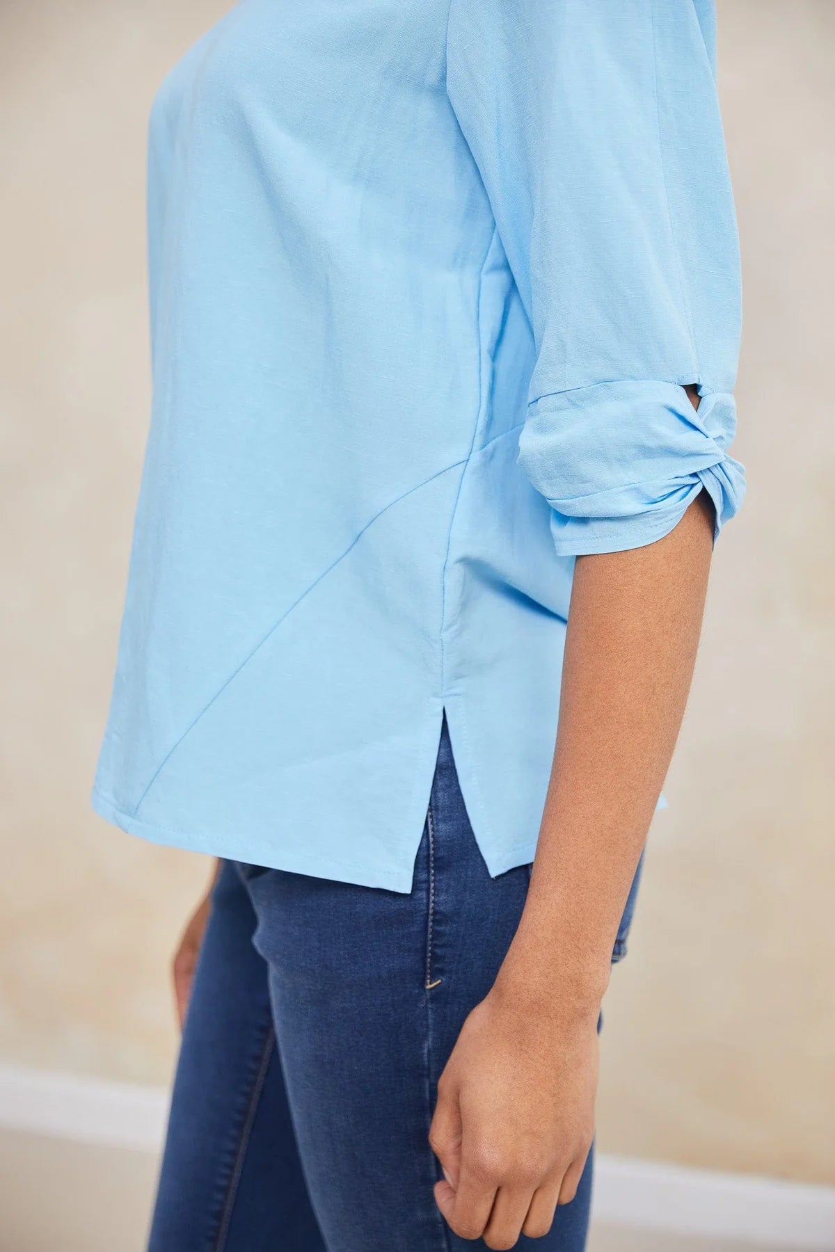 Twisted Blue Sleeve Top