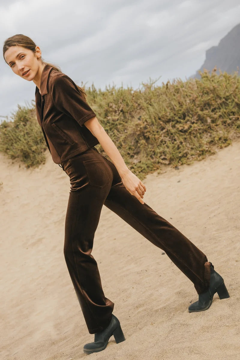 Kick Flare Brown Velvet Trousers