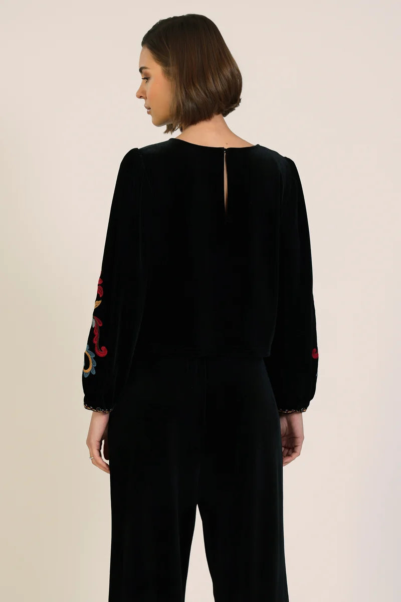 Edith Black Velvet Trousers