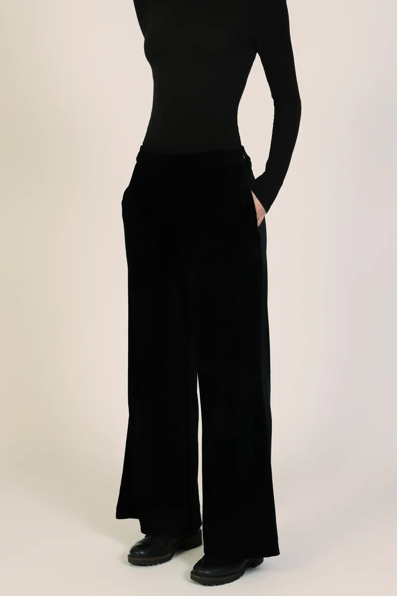 Edith Black Velvet Trousers