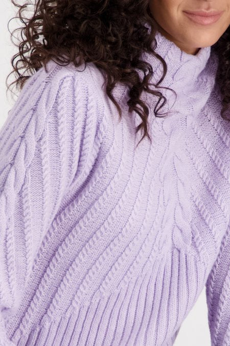 Lilac Ribbed Cable Knit Jumper