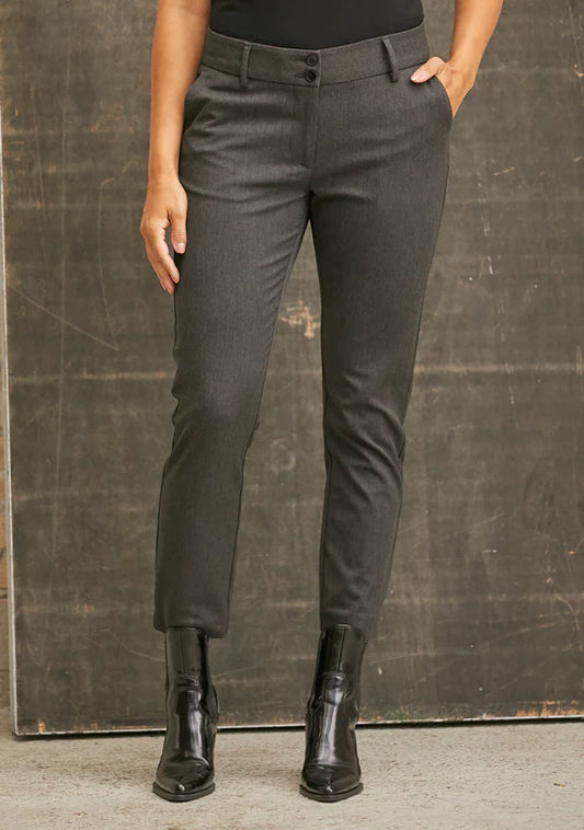 Grey Melange Stretch Chino Pants
