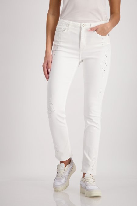 Cream Jeans With Sparkly Detail