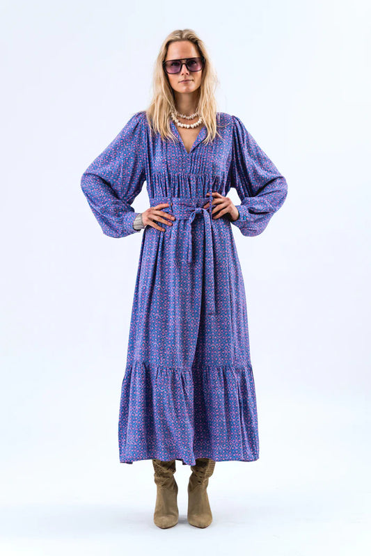 Blue Printed Maxi Dress