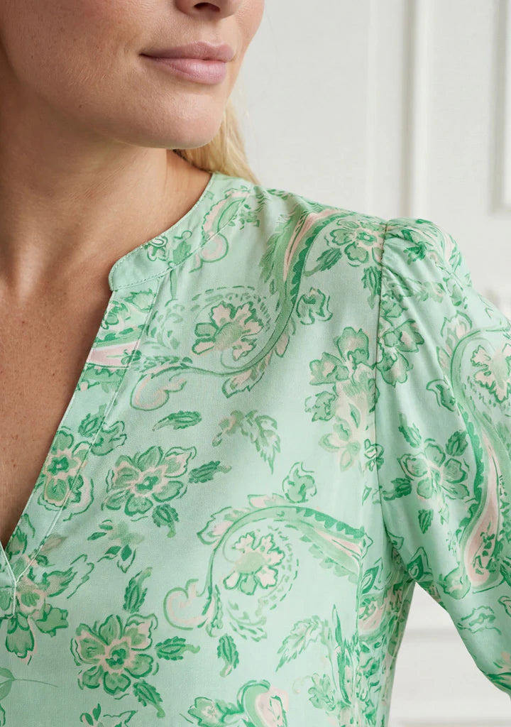 Melba Blouse  Fresh Green Paisley