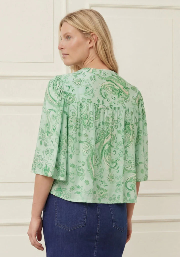 Melba Blouse  Fresh Green Paisley