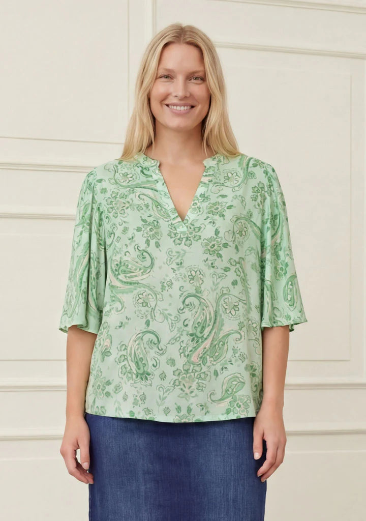 Melba Blouse  Fresh Green Paisley