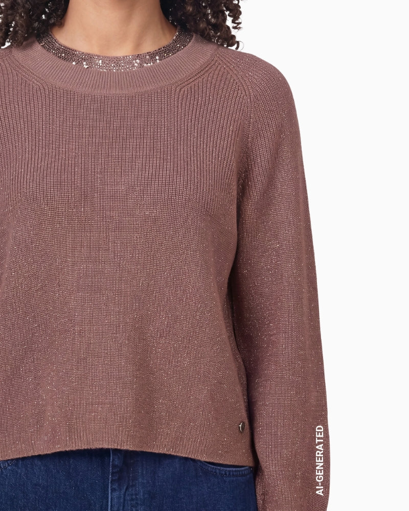 Tiramisu Jumper With Embellished Collar