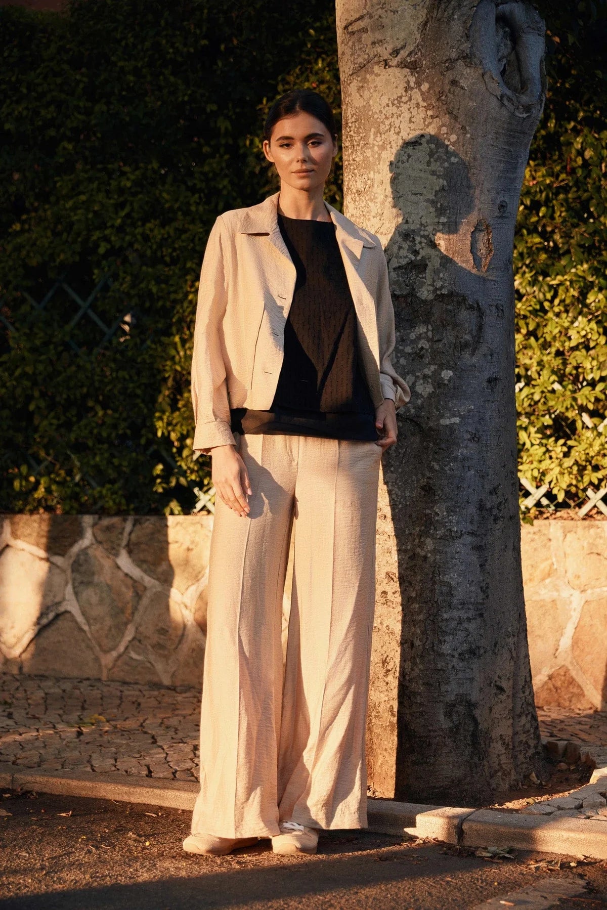 Sand Crinkle Trouser