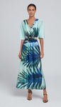 Aqua Navy & Blue Kimono Style Dress
