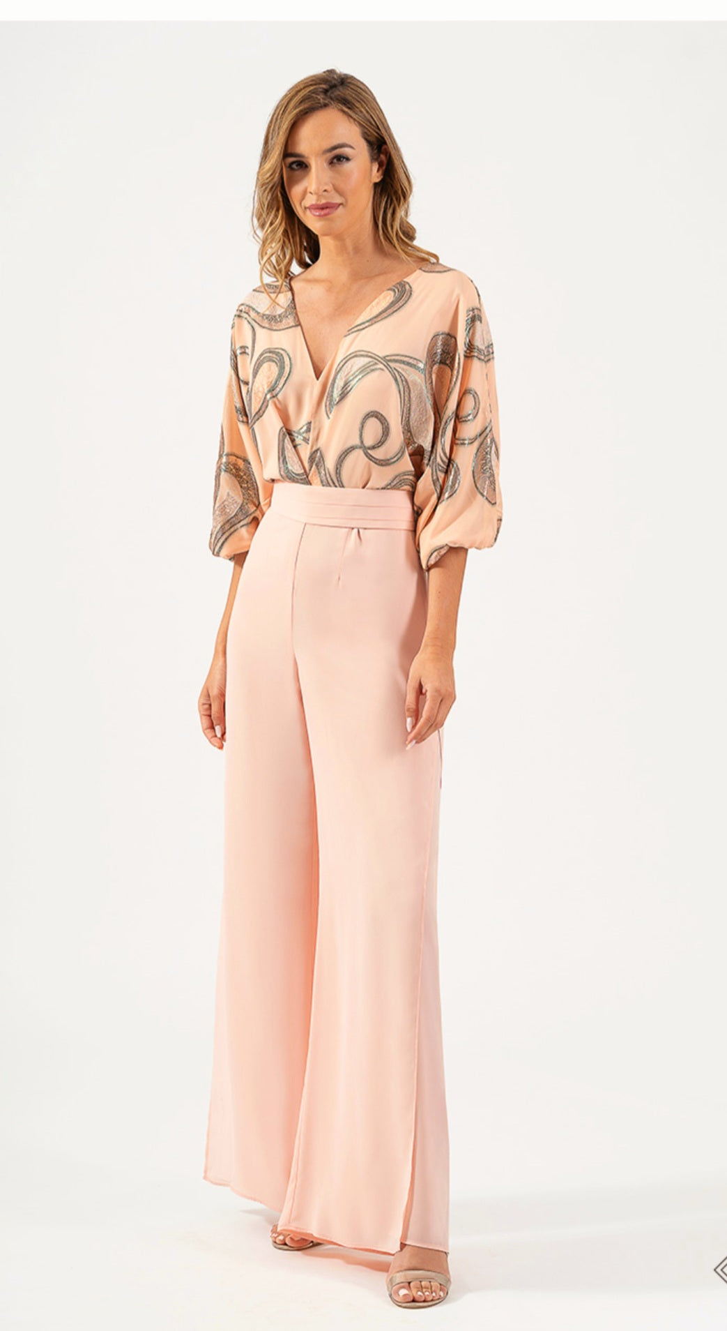 Peach Chiffon Jumpsuit