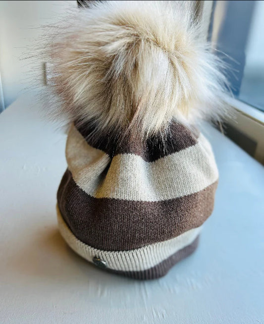 Beige/Brown Stripe Hat