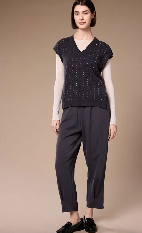 Stud Sleeveless Knit With Crystal Detail