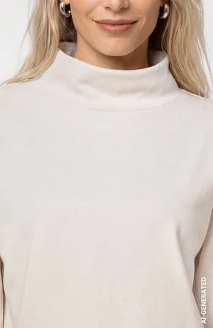 Warm Beige Sweater With Sleeve Stripes