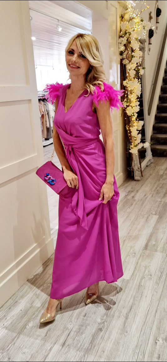 Cerise Feather Dress