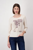 Beige Top With Sequin Writig