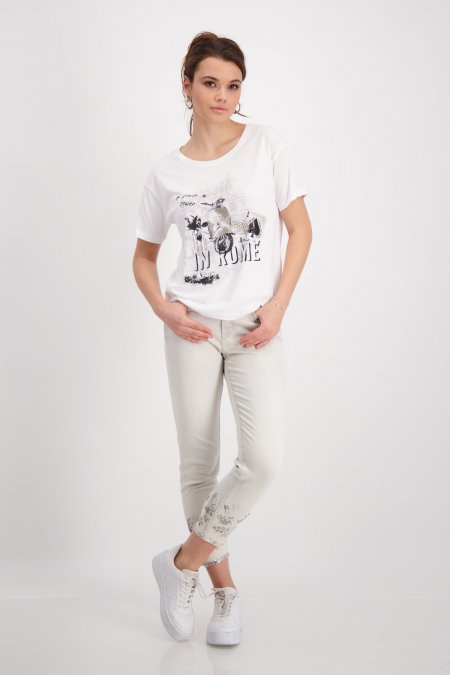 White T-Shirt With Drawing