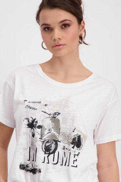 White T-Shirt With Drawing