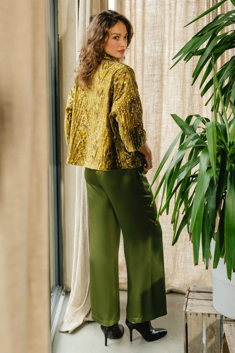 Edith Green Silk Trousers