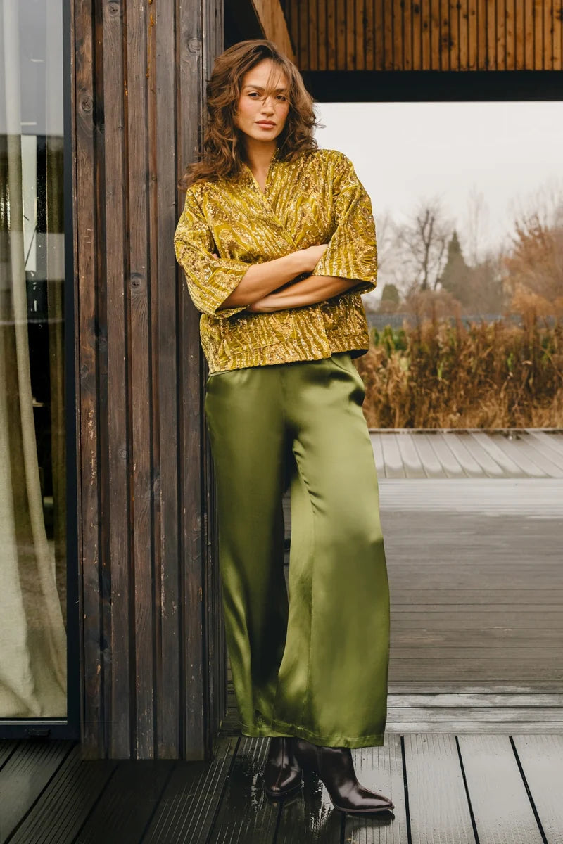 Edith Green Silk Trousers