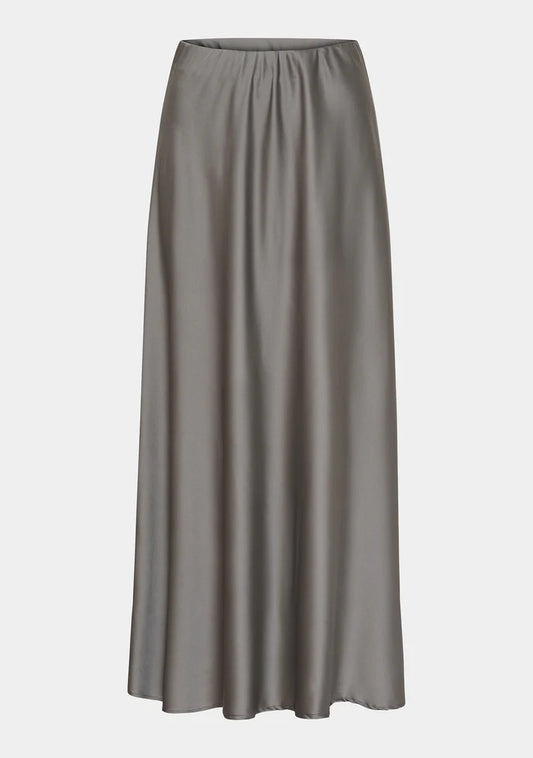 Steff Grey Satin Look Skirt