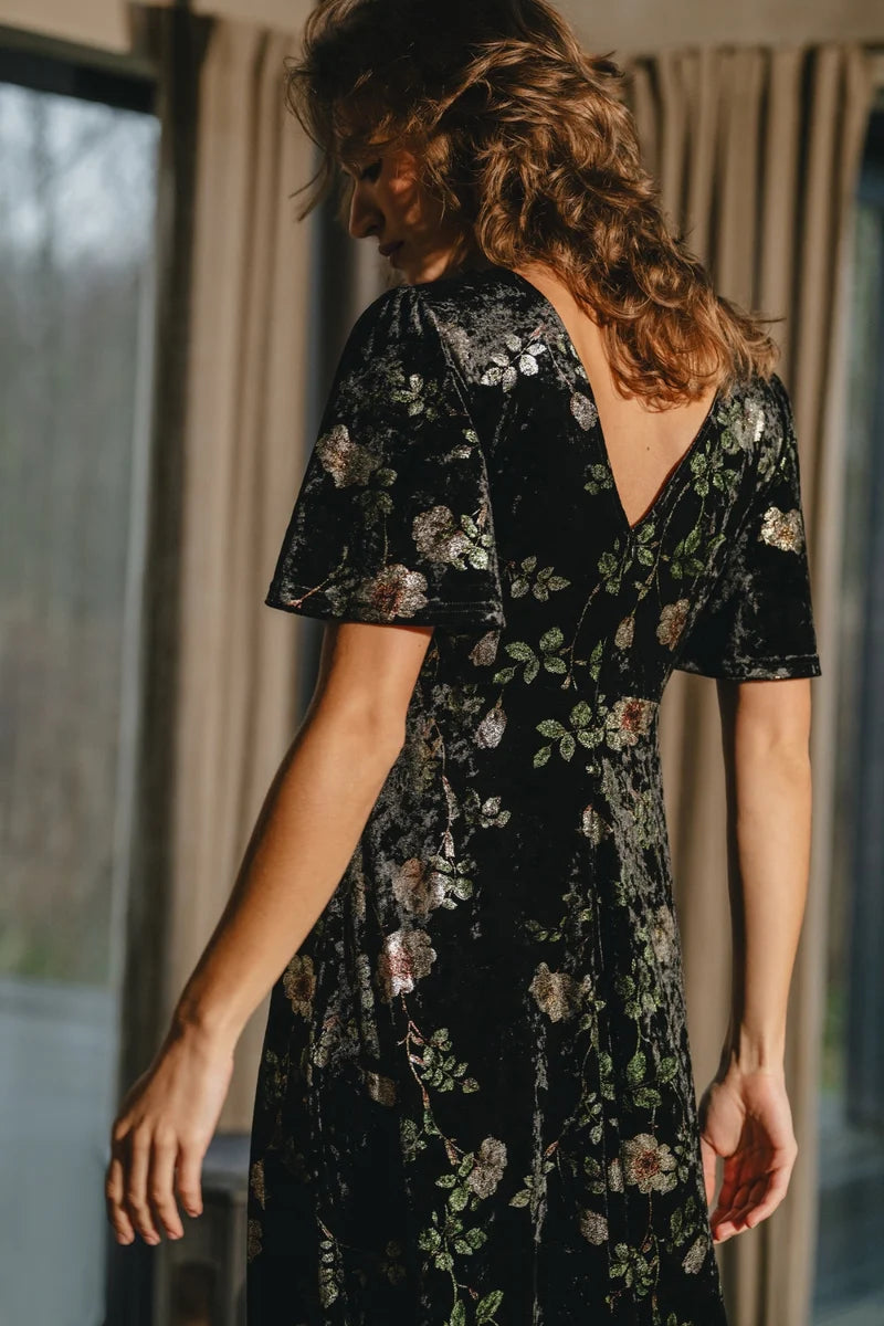 Rene Black Flower Dress