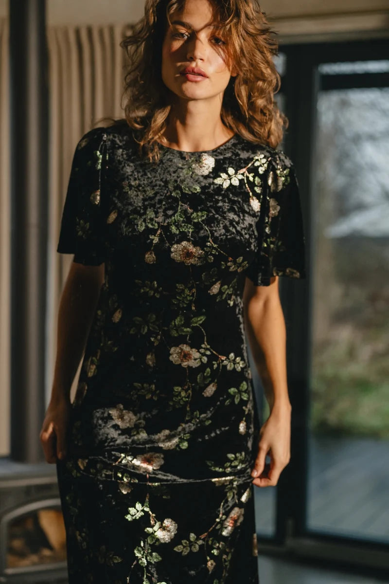 Rene Black Flower Dress
