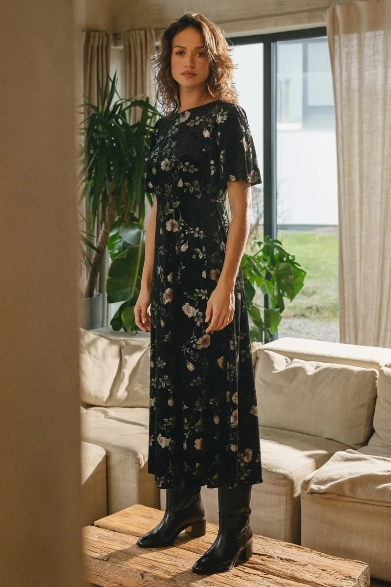 Rene Black Flower Dress