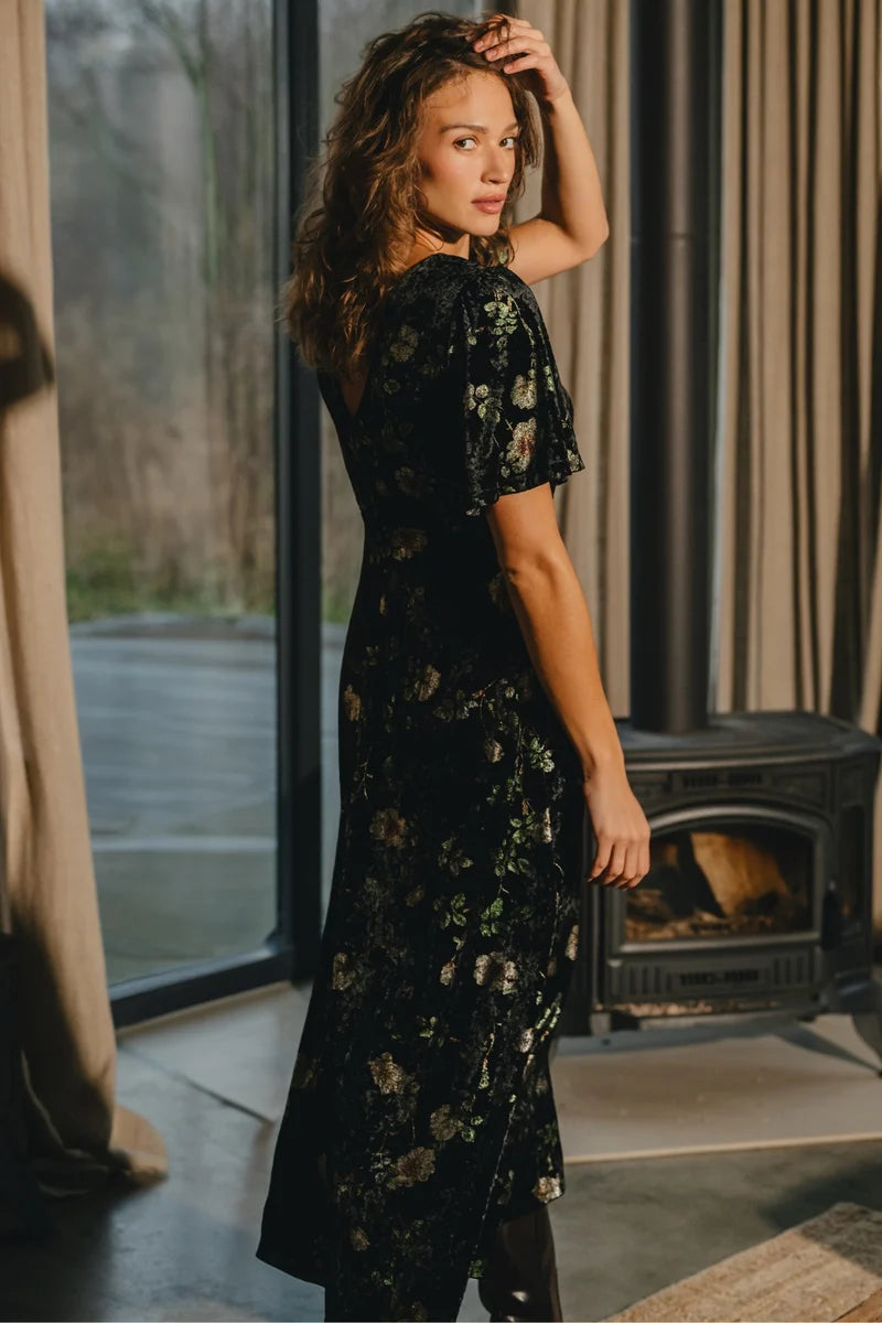 Rene Black Flower Dress