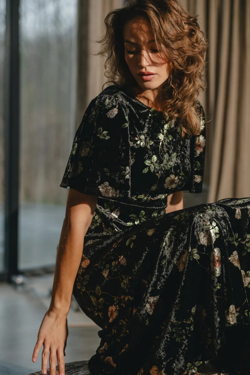 Rene Black Flower Dress